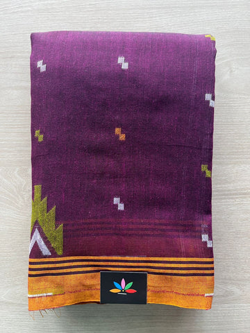 Deep Violet Simple Bengal Soft Cotton Saree - 33046