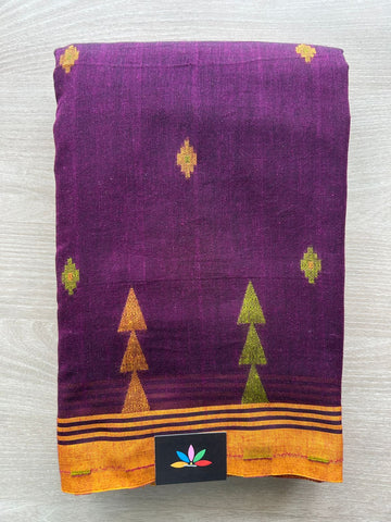 Deep Violet Simple Bengal Soft Cotton Saree - 33050