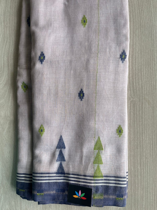 Grayish Beige Simple Bengal Soft Cotton Saree - 33056