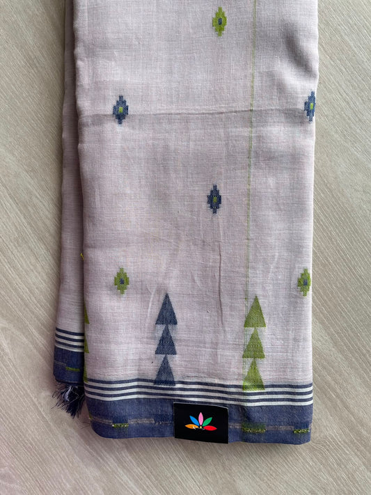 Grayish Beige Simple Bengal Soft Cotton Saree - 33056