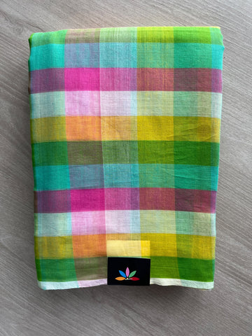 Madras Checks Soft Cotton Saree with Woven Pallu - 36487-36488