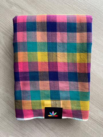 Madras Checks Soft Cotton Saree with Woven Pallu - 36491-36492