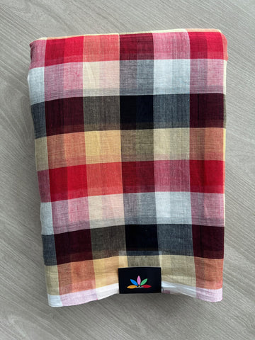 Madras Checks Soft Cotton Saree with Woven Pallu - 36493-36494