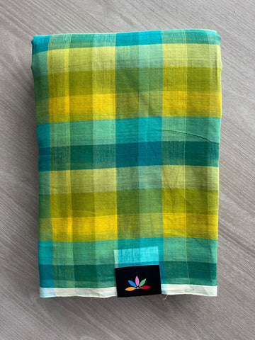 Madras Checks Soft Cotton Saree with Woven Pallu - 36495