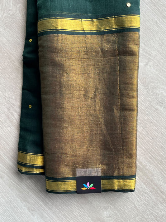 Tissue Border Sequin Work Soft Cotton Saree (Without Blouse) - 36632