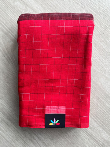 Contrast Border Soft Cotton Saree (Without Blouse) - 36634