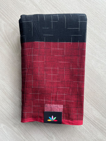 Contrast Border Soft Cotton Saree (Without Blouse) - 36635