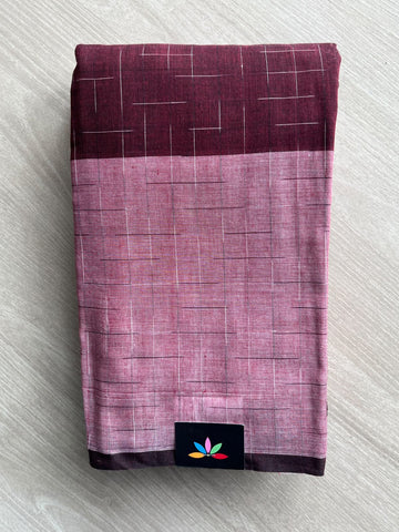 Contrast Border Soft Cotton Saree (Without Blouse) - 36636