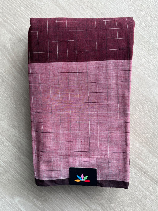 Contrast Border Soft Cotton Saree (Without Blouse) - 36636