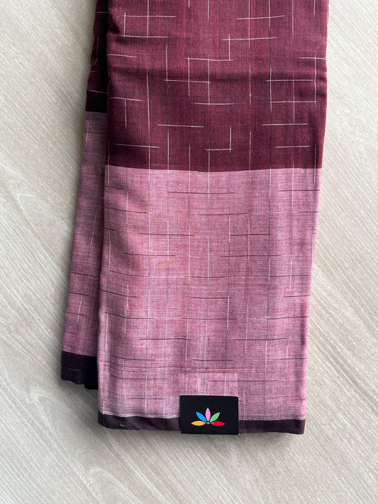 Contrast Border Soft Cotton Saree (Without Blouse) - 36636