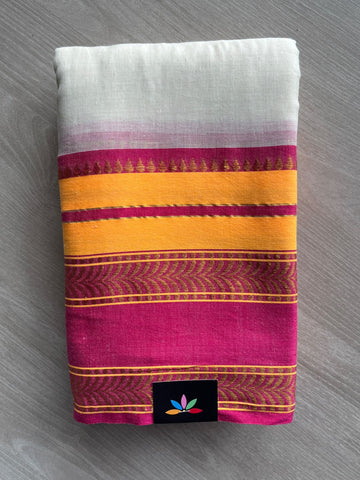 Contrast Woven Border Soft Cotton Saree (Without Blouse) - 36637-36646