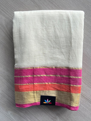 Contrast Border Soft Cotton Saree - 36648