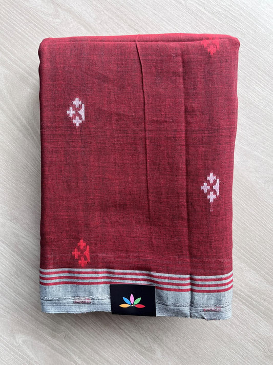 Maroon Woven Butta Soft Cotton Saree - 36650