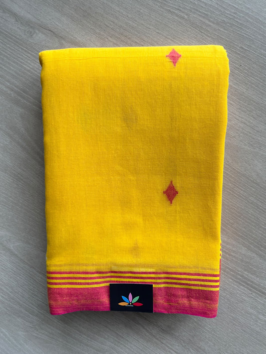 Dark Yellow Woven Butta Soft Cotton Saree - 36653