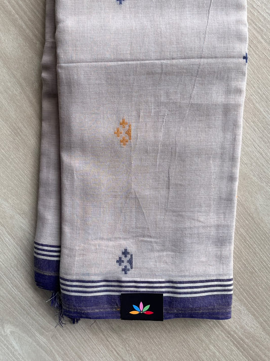 Light Grey Woven Butta Soft Cotton Saree - 36654