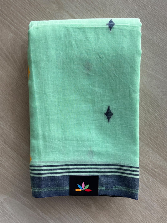 Light Aqua Woven Butta Soft Cotton Saree - 36658