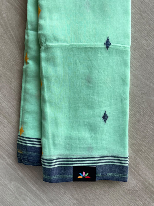Light Aqua Woven Butta Soft Cotton Saree - 36658