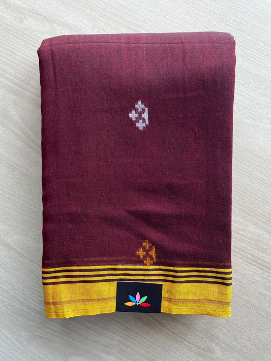 Royal Burgundy Woven Butta Soft Cotton Saree - 36659
