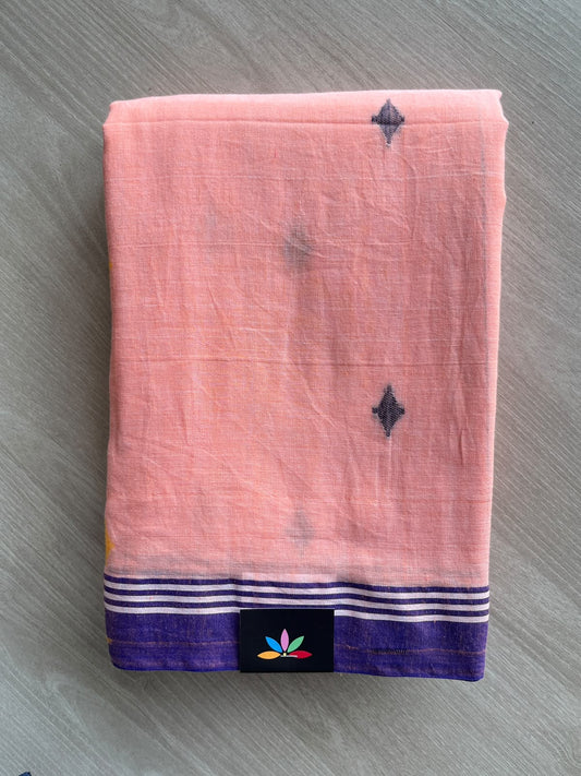 Bud Peach Shade Woven Butta Soft Cotton Saree - 36662