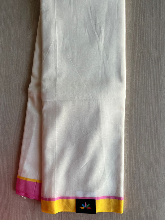 Off-White Minimalistic Bengal Soft Cotton Saree - 29666