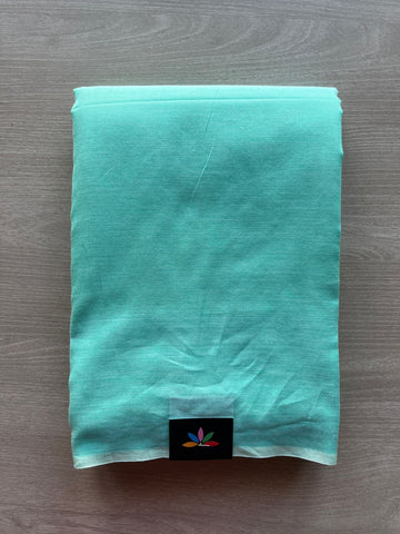 Light Teal Green Minimalistic Bengal Soft Cotton Saree - 29670