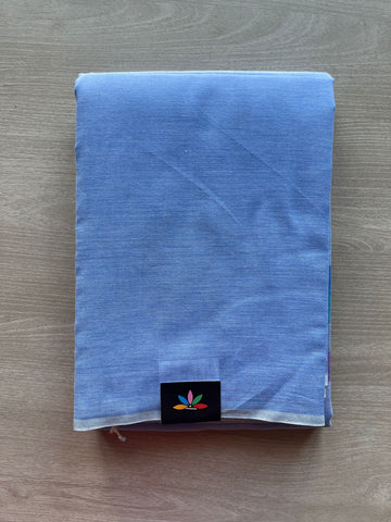 Light Cobalt Minimalistic Bengal Soft Cotton Saree - 29672