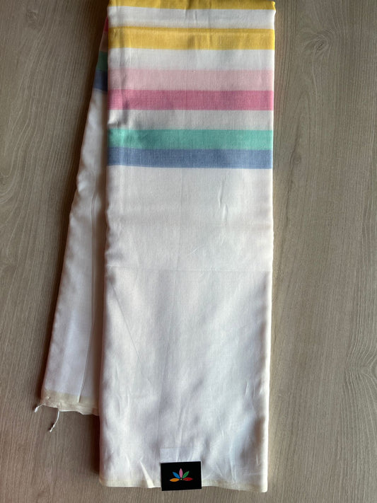 Off-White Minimalistic Bengal Soft Cotton Saree - 29673