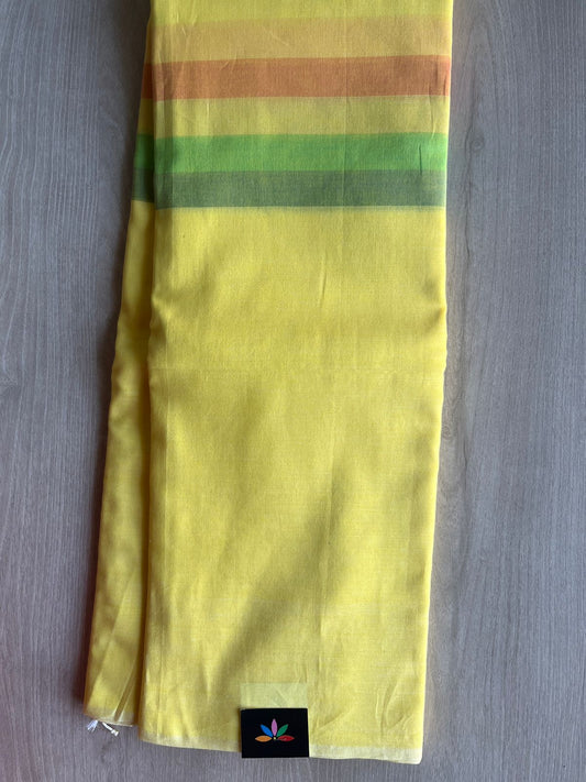 Light Yellow Minimalistic Bengal Soft Cotton Saree - 29674