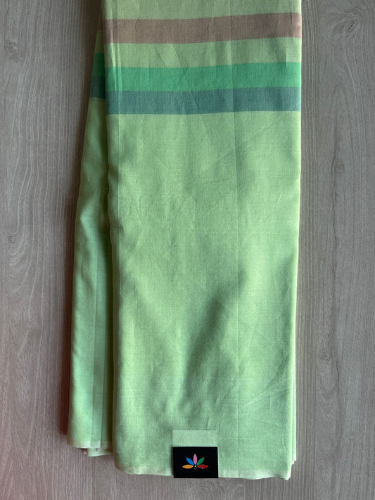 Light Pastel Green Minimalistic Bengal Soft Cotton Saree - 29675