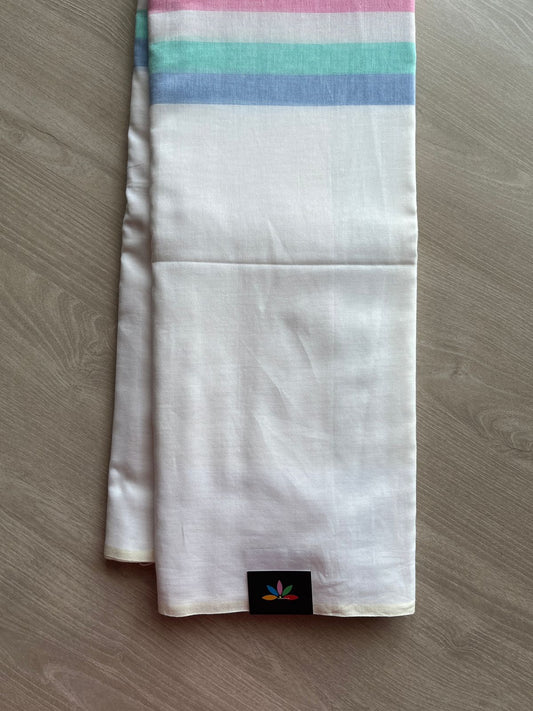 Off-White Minimalistic Bengal Soft Cotton Saree - 29677