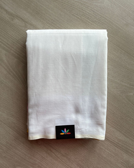 Off-White Minimalistic Bengal Soft Cotton Saree - 29677
