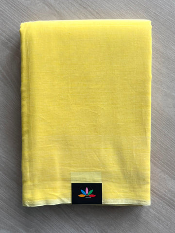 Pastel Yellow Minimalistic Bengal Soft Cotton Saree - 29679