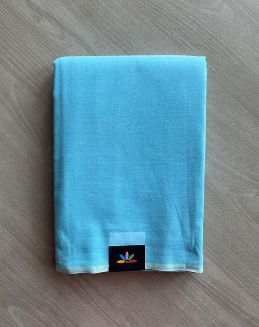 Sky Blue Minimalistic Bengal Soft Cotton Saree - 29680