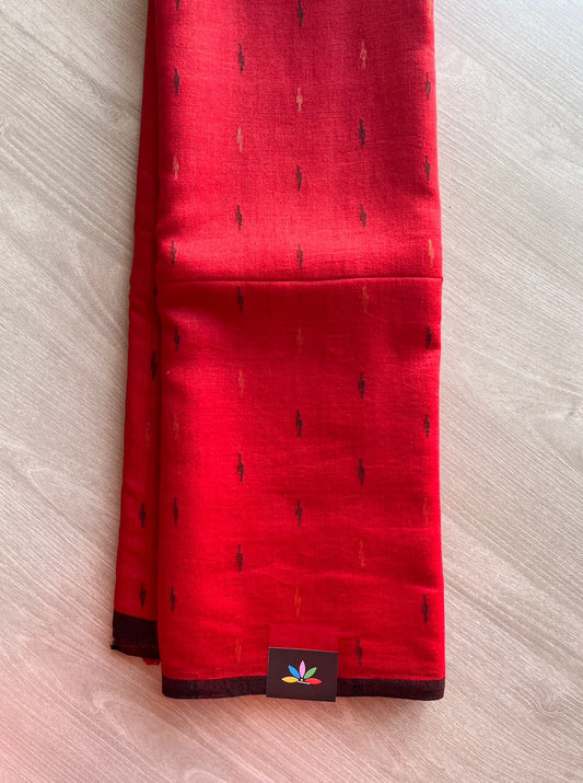 Bright Red Handwoven Cotton Silk Fine Jamdani Saree - 29691