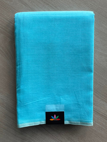 Sky Blue Minimalistic Bengal Soft Cotton Saree - 29680