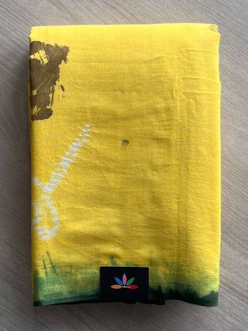 Eco Print Needle Shibori Handloom Cotton Saree - 33062
