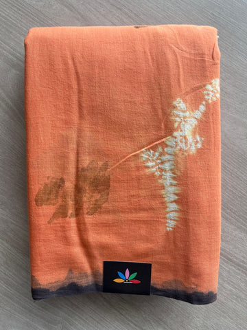 Eco Print Needle Shibori Handloom Cotton Saree - 33063
