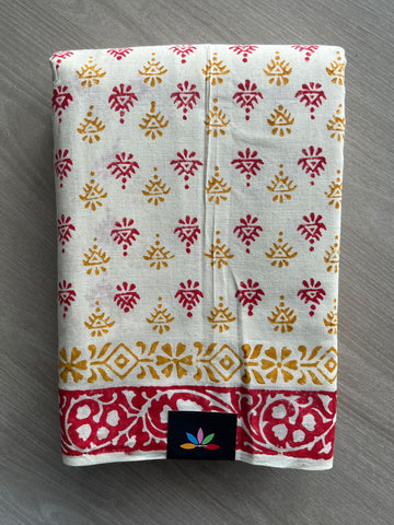 Handblock Printed Premium Cotton Saree - 35487
