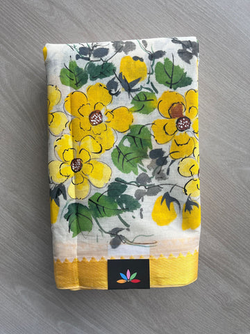 Hand Painted Bengal Cotton Saree (Without Blouse) - 35527