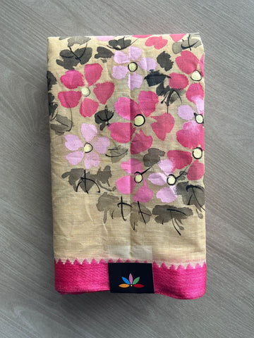 Hand Painted Bengal Cotton Saree (Without Blouse) - 35528