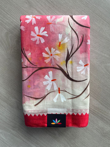 Hand Painted Bengal Cotton Saree (Without Blouse) - 35529