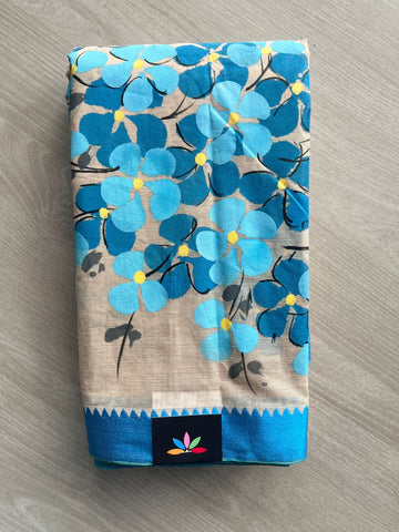 Hand Painted Bengal Cotton Saree (Without Blouse) - 35530