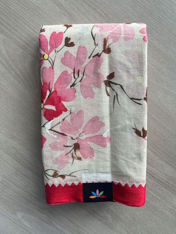 Hand Painted Bengal Cotton Saree (Without Blouse) - 35532