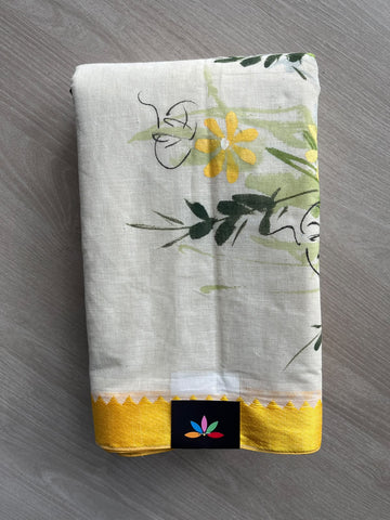 Hand Painted Bengal Cotton Saree (Without Blouse) - 35836