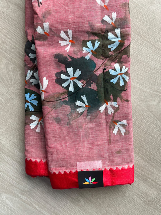 Hand Painted Bengal Cotton Saree (Without Blouse) - 35839