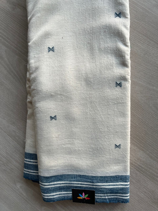 Off White Handloom Bujodi Kala Cotton Saree-20489