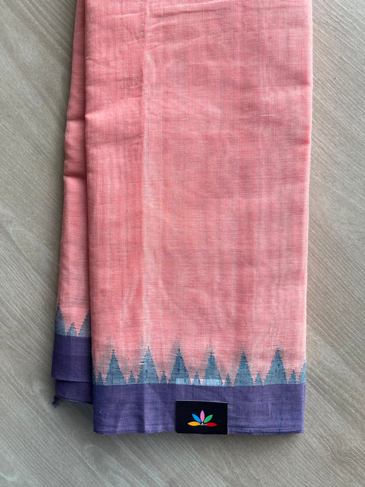 Handspun Fine Ponduru Cotton with Silk Kuppadam Border Saree - 33940