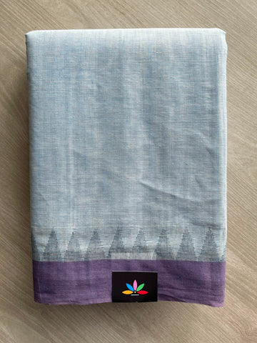 Handspun Fine Ponduru Cotton with Silk Kuppadam Border Saree - 33941