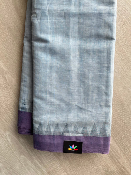 Handspun Fine Ponduru Cotton with Silk Kuppadam Border Saree - 33941