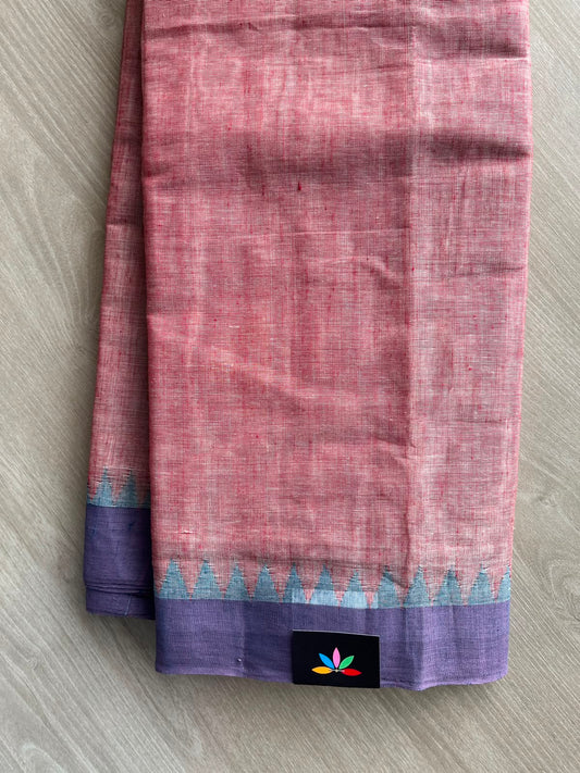 Handspun Fine Ponduru Cotton with Silk Kuppadam Border Saree - 33942